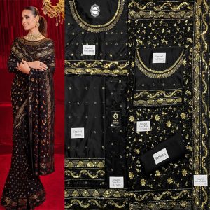 Black Embroidered Saree By Iqra Aziz