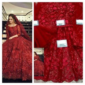Elegant Red Bridal Phulkari Lehenga By Andaaz