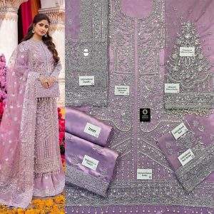 Luxury Addawork Embroidered Lilac Dress