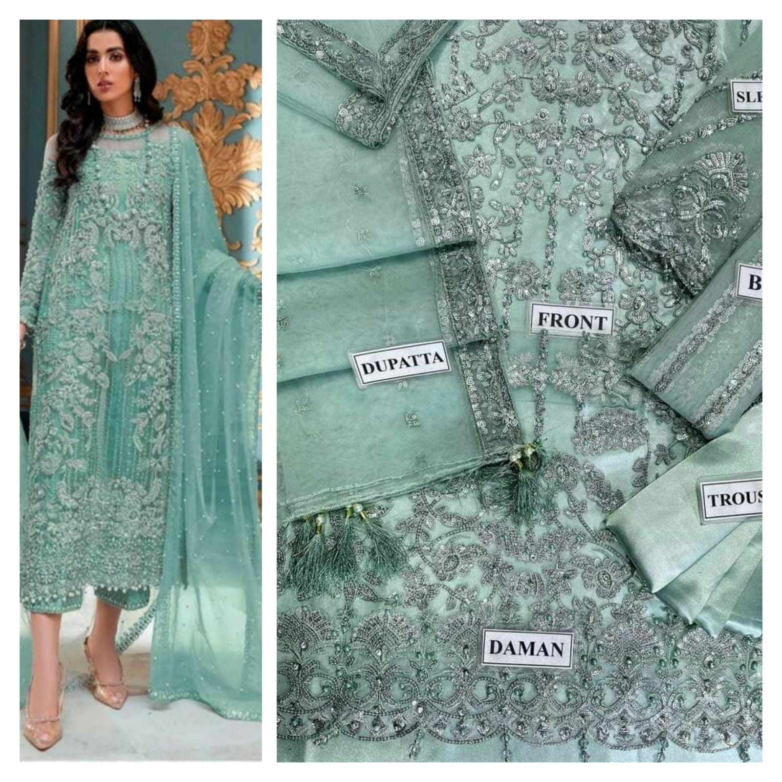 Full Embroidered With Sequence Blue Laam Dress