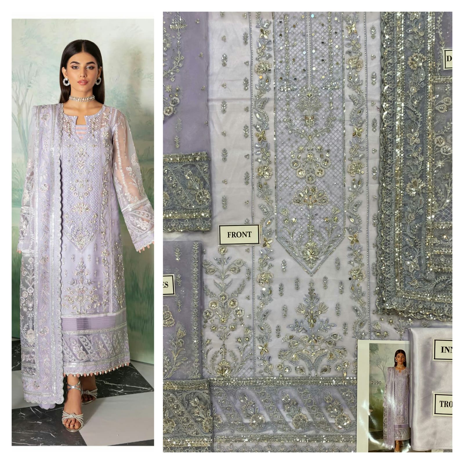 Sheesha-embellished Embroidered Gulaal Dress
