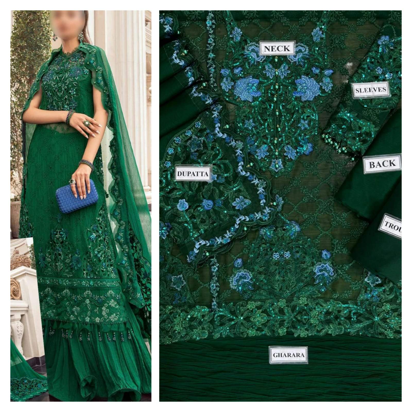 Green Maria B Embroidered Chiffon Party Wear