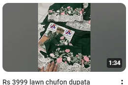 Dark Green Lawn Embroidered With Chiffon Dupatta Dress Video