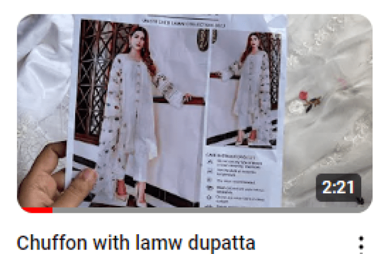 White Lawn Chikan Kari Embroidered With Chiffon Dupatta Video