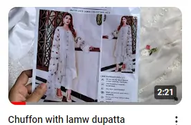 White Lawn Chikan Kari Embroidered With Chiffon Dupatta Dress Video