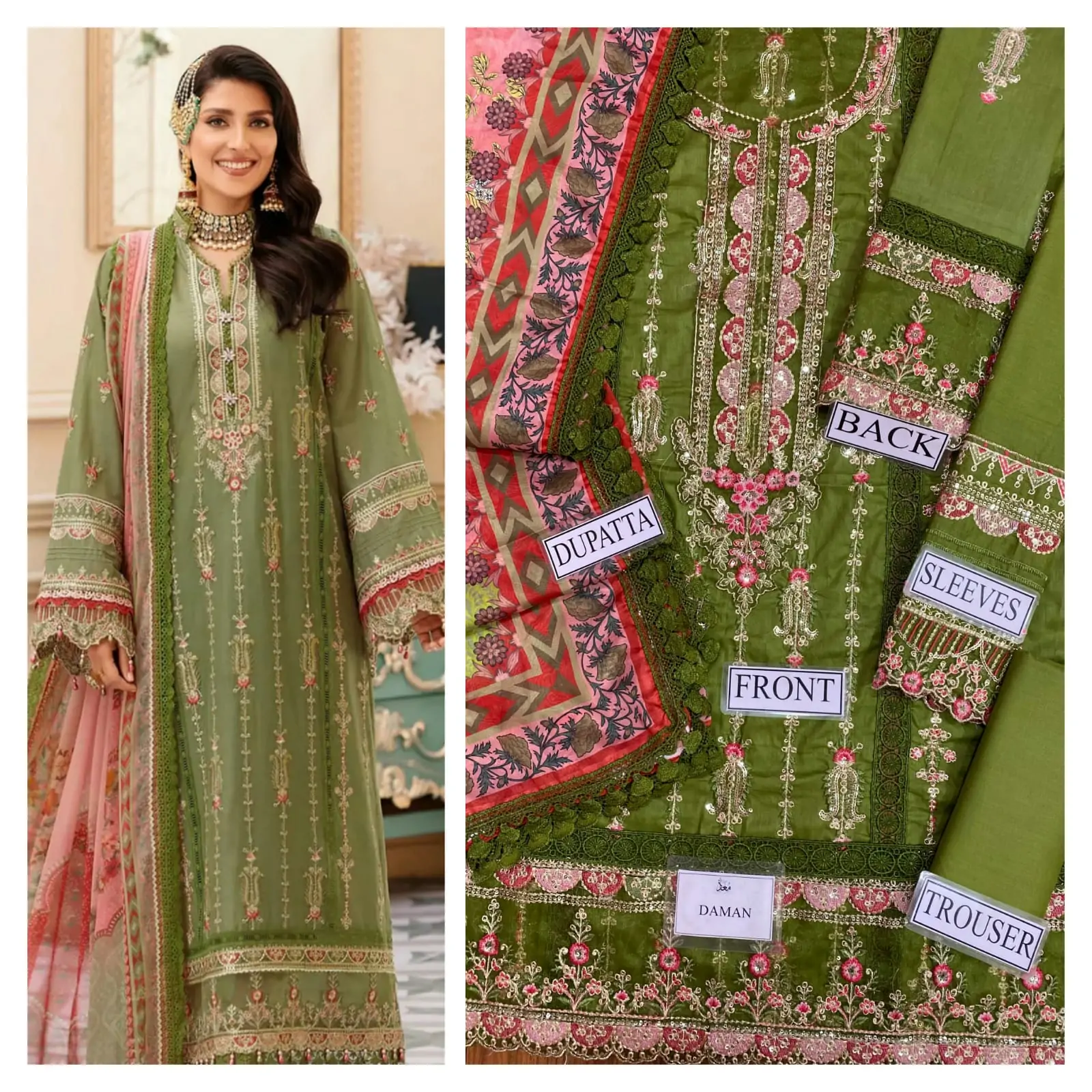 Heavy Embroidered Sequence Work Dress With Plain Trouser