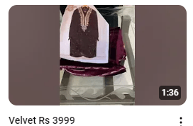 Maroon Velvet Neck Embroidered Party Wear Dress Demo