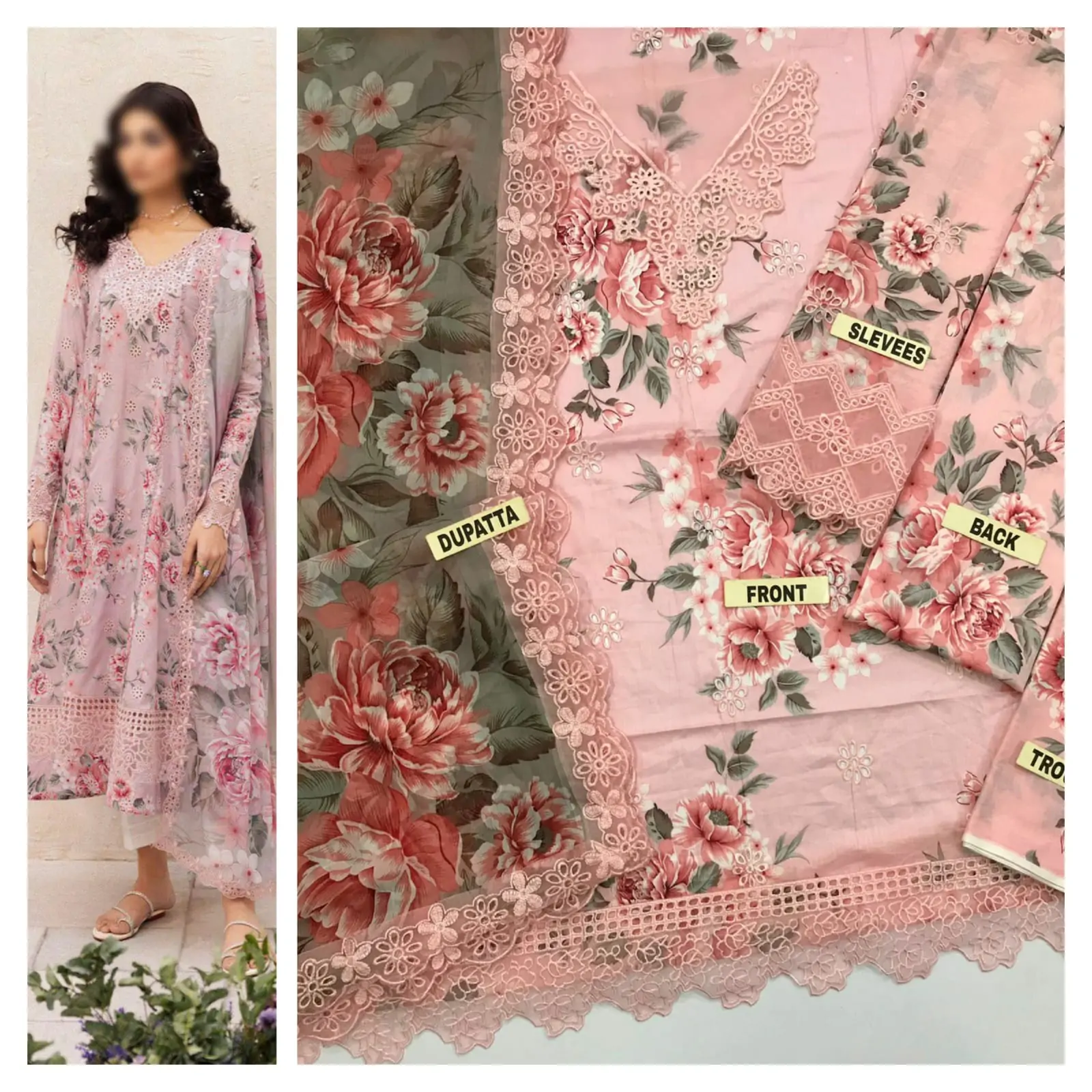 Lawn Digital Printed Dress With Digital Printed Trouser