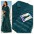Thread Embroidery 3D Flowers Blue Saree